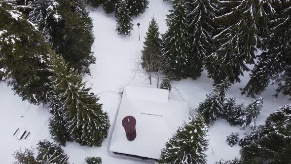 Aerial Shot Of A Mosque In The Forest