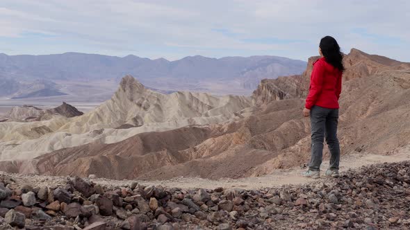 Asian Woman Hiking In Death Valley