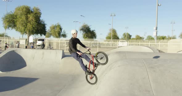 BMX rider in skatepark