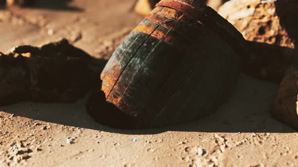 Old Wooden Barrel at Sand Beach