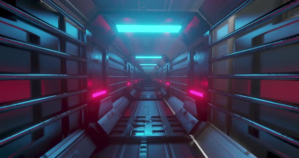 Tunnel with pink lights moving in a seamless loop alt