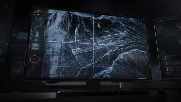 Satellite Searching Digital Interface System Scanning Ancient Geoglyph Designs alt