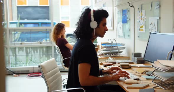 Executives working on personal computer