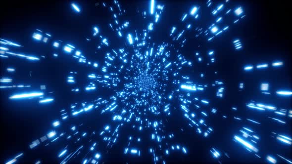 Abstract Futuristic Blue Light Beam Particles Spread Out Effect 4K 01