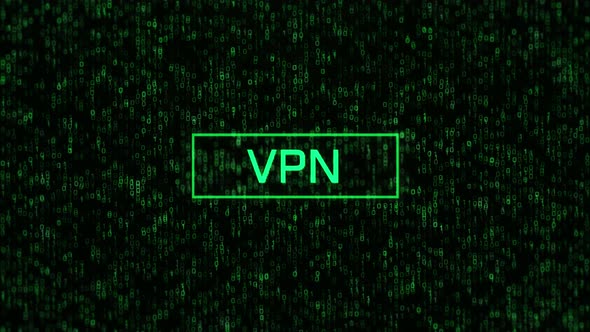 VPN Concept Over Computer Binary Background. VPN Conceptual Text Over Binary Code