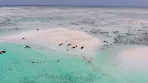 Sandbanks in the Middle of Ocean By Tropical Island Mnemba Zanzibar Aerial View