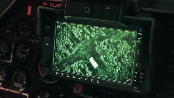 Modern Military Helicopter Drone View System Focuses On An Army Cargo Truck alt