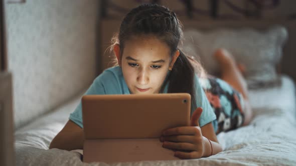 Kid Child Girl Holding Digital Tablet