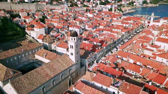 Aerial View of Main street of Dubrovnik Old Town, Croatia