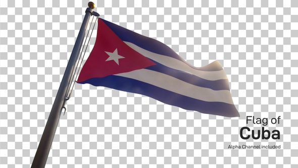 Cuba Flag on a Flagpole with Alpha-Channel