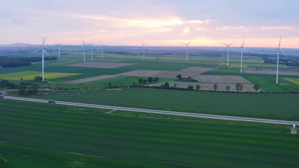 Wind Farm And Highway