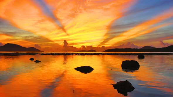 Time Lapse Beautiful Reflect Of Sunrise In Rawai Sea