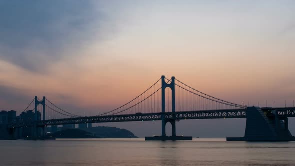 Gwangan Bridge Timelapse. Busan, South Korea