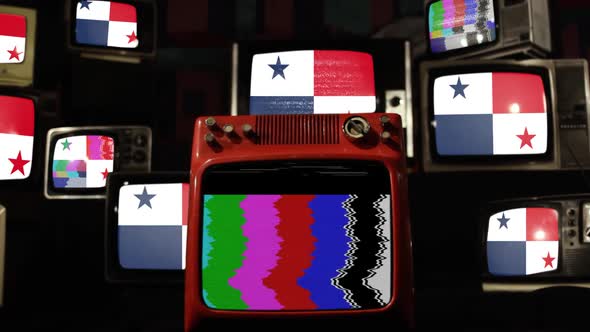 Flag of Panama and Retro TVs.