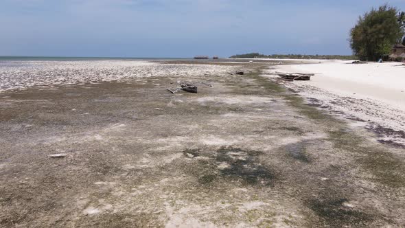 Ocean Low Tide Near the Coast of Zanzibar Island Tanzania