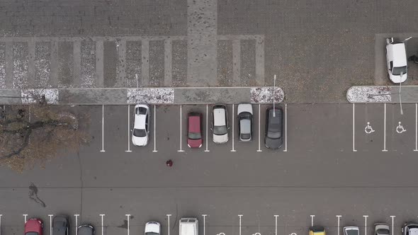 Handicapped Parking for People with Disabilities in Car Parking Lot  Aerial Shot