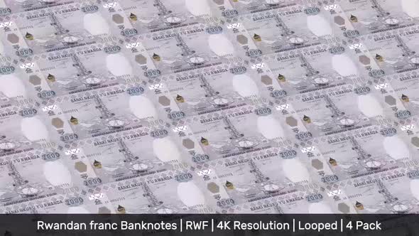 Rwanda Banknotes Money / Rwandan franc / Currency Fr / RWF/ | 4 Pack | - 4K