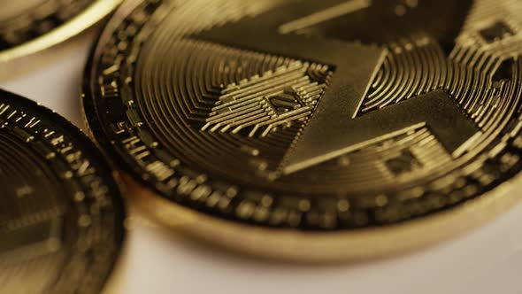 Rotating shot of Bitcoins