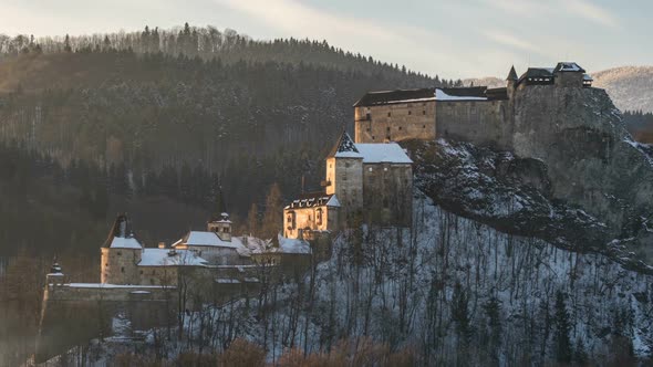 Winter Sunset over Historic Castle of Dracula