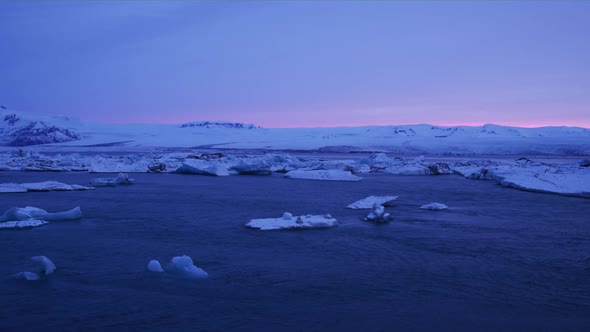 Glacier Lagoon During Sunset