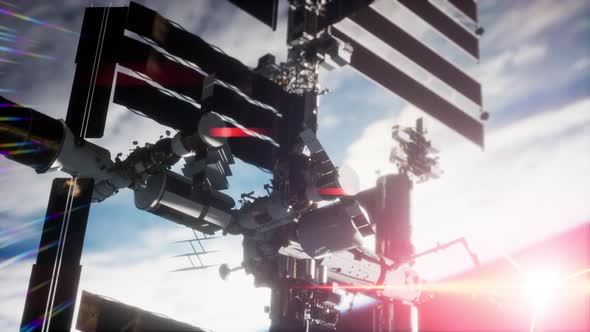 International Space Station in Outer Space Over the Planet Earth Orbit alt