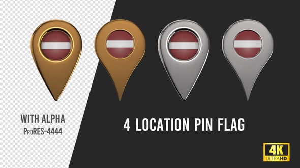 Latvia Flag Location Pins Silver And Gold