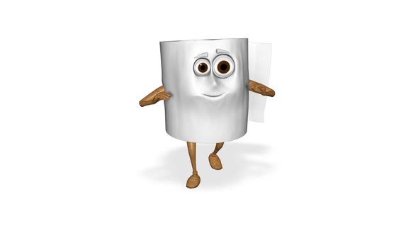 Toilet Paper Fun Dancing Looped White Background