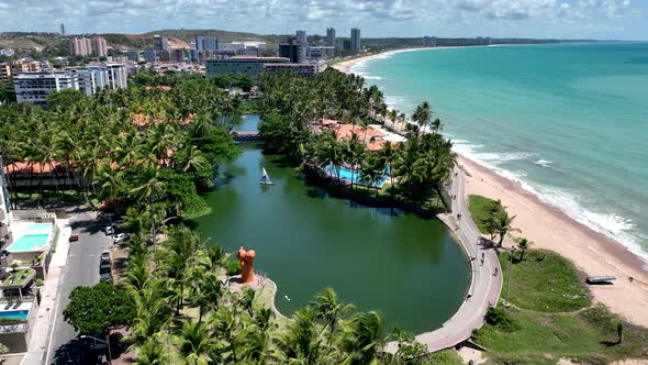 Sights tourism landmark of Alagoas Brazil. Landmark beach at Northeast Brazil.