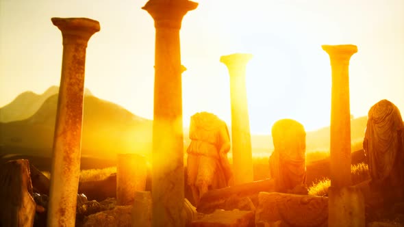 Old Roman Temple Ruins at Sunset