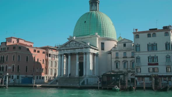 Church San Simeone Piccolo on Embankment of Canal Grande in Venice, Italy