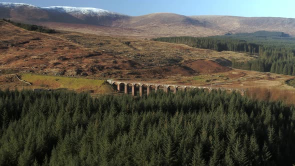 Aerial Reveal of the Old Viaduct in Scotland