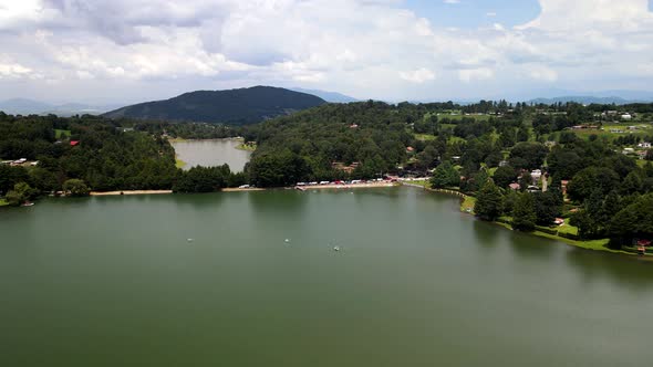 Frontal view of two lakes in Mexico near Valle de bravo
