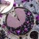 Plate with Homemade Piece of Delicious Blueberry Blackberry and Grape Pie or Tart Served on Table - VideoHive Item for Sale
