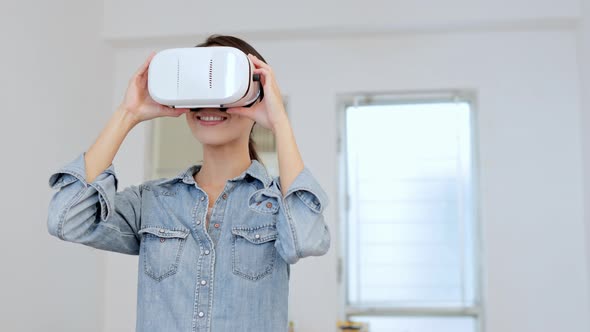 Woman wearing VR device