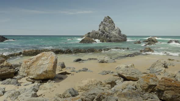 springtime day view of camel rock at bermagui