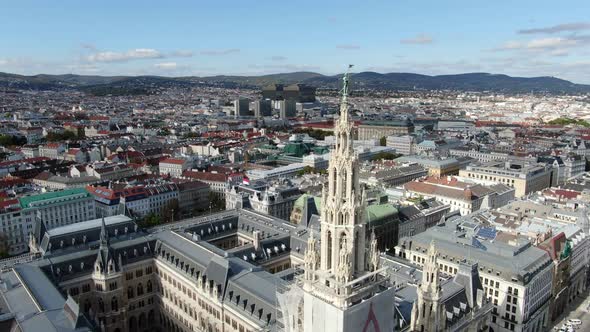 Drone Flight Around Rathausplatz In Vienna