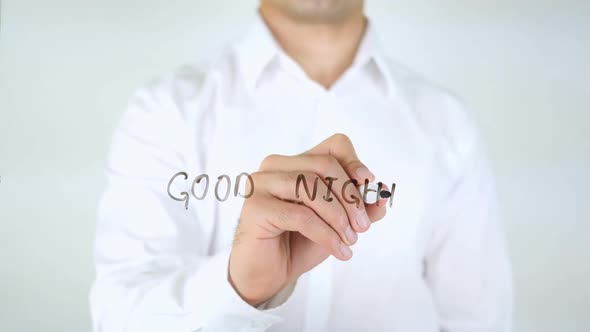 Good Night Businessman Writing on Glass