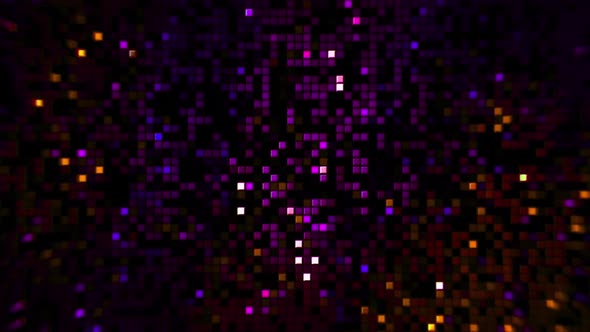 Animation background with the motion of glowing mosaic tiles