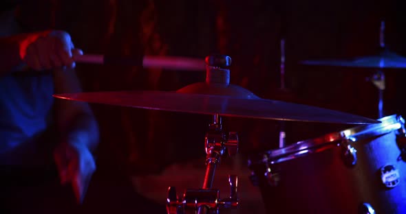 Drummer playing on drum set 4k