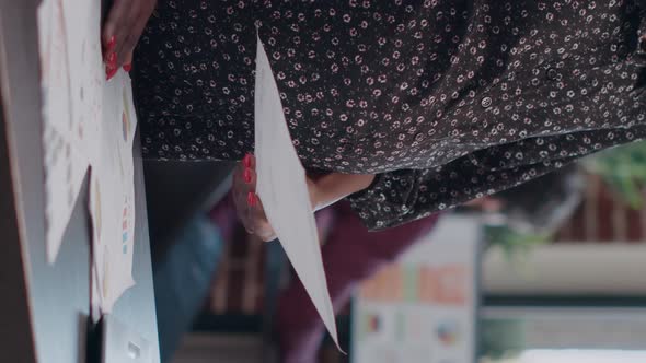 Vertical Video Close Up of Pregnant Business Woman Holding Hand on Belly