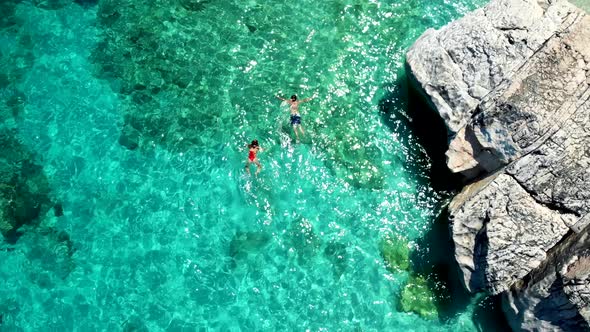 Golfo Di Orosei Sardina View From Above Stunning Aerial View of Beach Full of Beach Umbrellas and