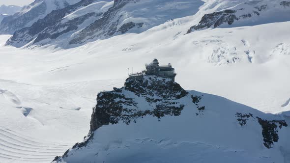 Aerial view of Jungfraujoch on Swiss Alps, Wengen, Bern, Switzerland. alt