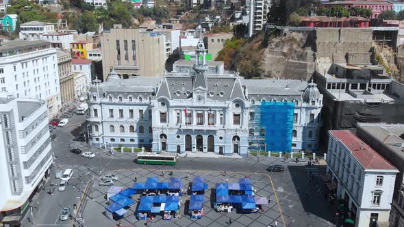 Chilean Armed Commando building, Square Sotomayor Plaza (Valparaiso aerial view)