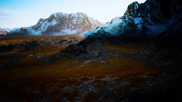 Mountains with Snow and Dry Hills in Chile