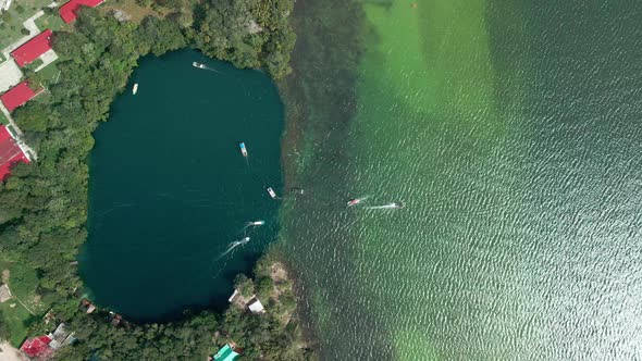 Shipement in the deepest Cenote of the Bacalar Lagoon in Mexico