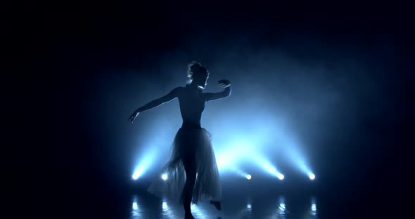 Silhouette of a Graceful Ballerina Raising Her Leg High