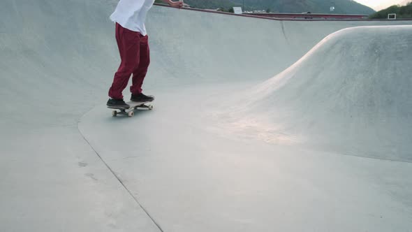 Sporty Hobby of Modern Youth Skateboarding in Extreme Park Extreme Sports