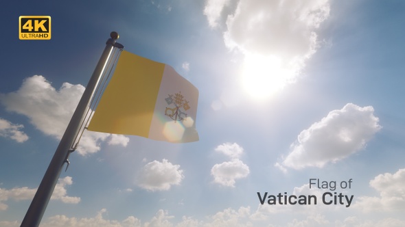 Vatican City Flag on a Flagpole V2 - 4K