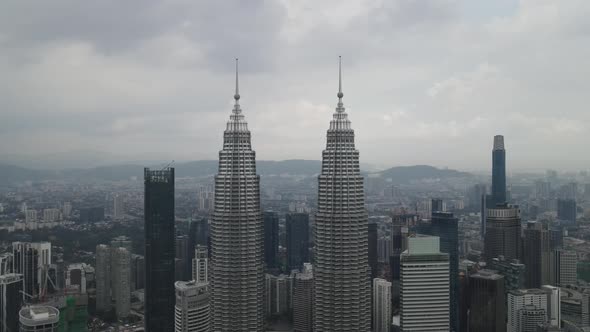 Aerial view of iconic building in Kuala Lumpur City Centre