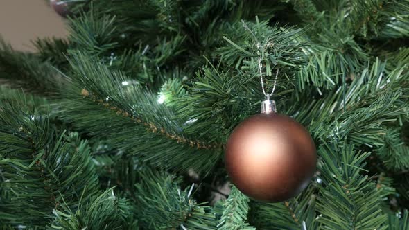 Christmas tree bauble decoration  for New Year night 4K 2160p 30fps UltraHD footage - Shallow DOF  m